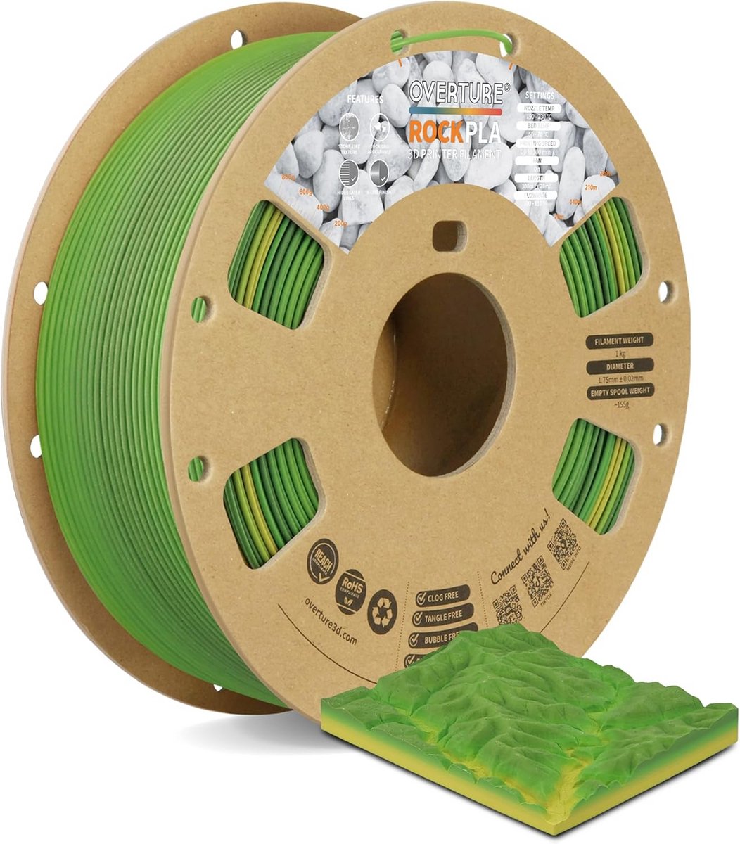 3D-Printer Filament 1,75 mm Steentextuur PLA 1 kg voor een Natuurlijke Look