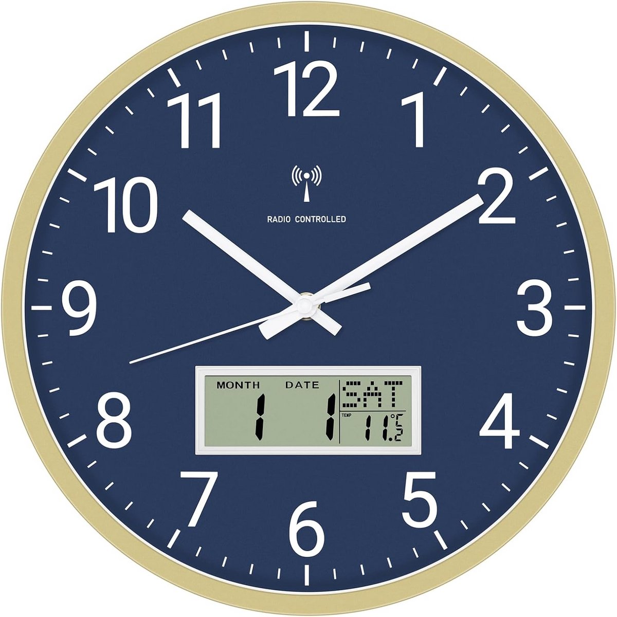 Draadloze Digitale Analoge Wandklok 30 cm LCD Temperatuur Datum Stil