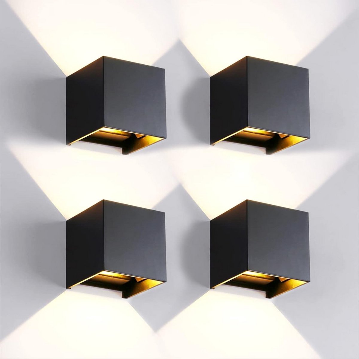 Moderne Zwarte LED Wandlamp Binnen en Buiten 20W 4000K Neutraal Licht Vierkant Verstelbare Lichtbundel
