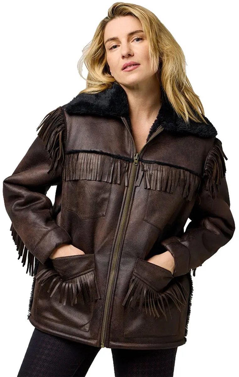 Wrangler Fringe Relaxed Fit Jas XS Vrouw Bruin