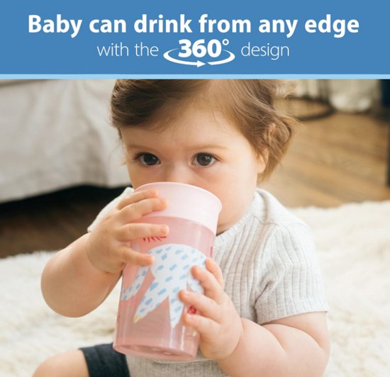 Dr. Brown’s Milestones Cheers 360° Spoutless Drinkbeker 300 ml - Lekvrije Oefenbeker Zonder Tuit voor Baby & Peuter - Reisvriendelijk met Deksel - Pink Leopard & Red Lemur - 2 Stuks van Dr. Brown's — afbeelding 4