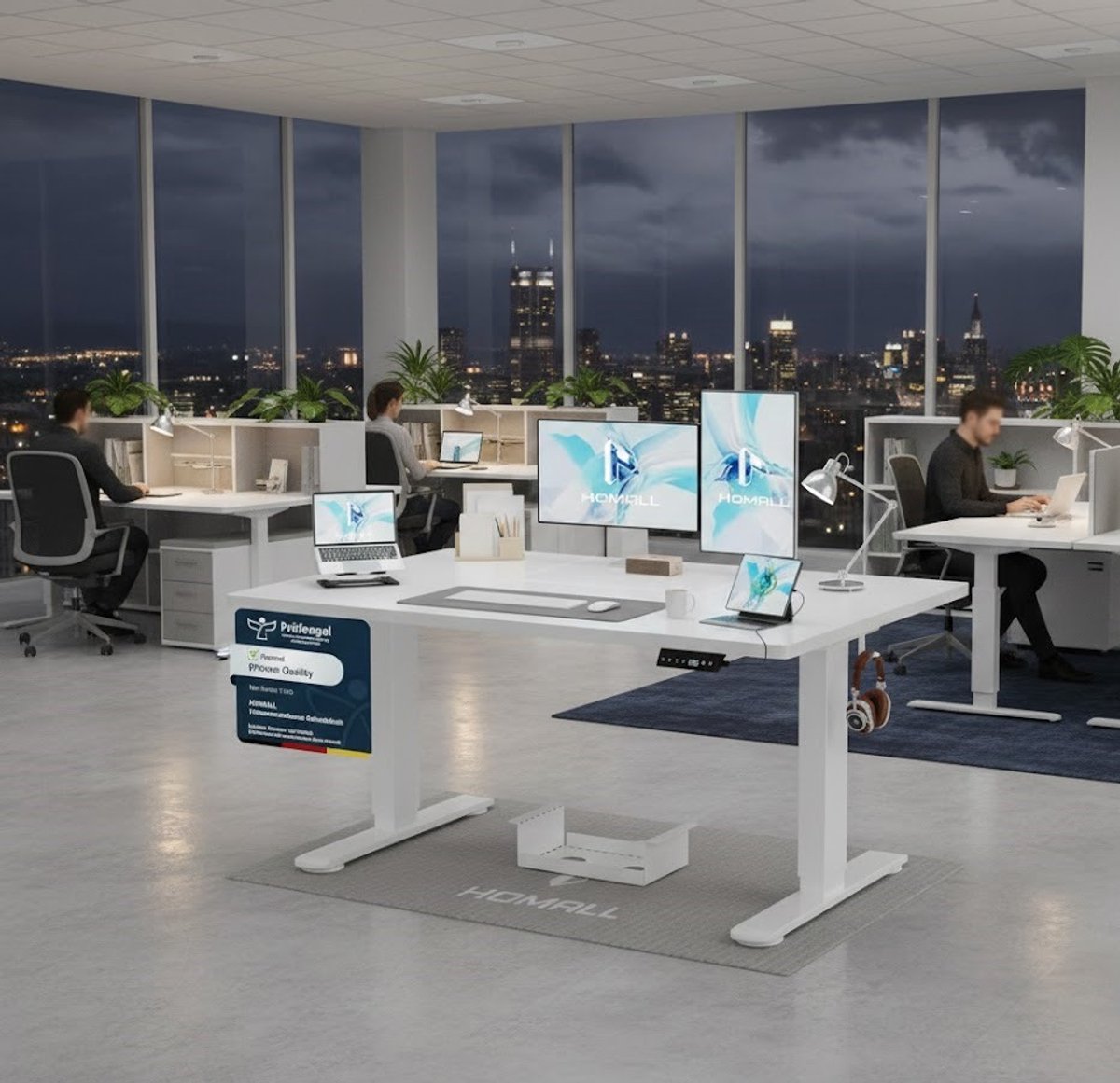 Elektrisch In Hoogte Verstelbaar Bureau 120x70 cm – Staand Bureau met USB-A Oplaadpoort, Kabelmanagement Tray, 3 Programmeerbare Hoogtes, Ergonomisch Computertafel, Wit A-Furniture