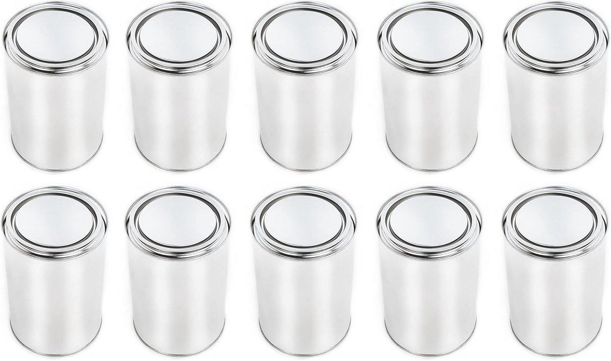 Luchtdichte Ronde Metalen Bewaardoos met Drukdeksel - 10 x 1000 ml