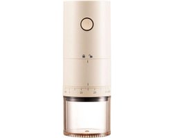 Draagbare elektrische conische koffiemolen met 38 instelbare maalstanden - USB-oplaadbare conische molen met keramische kern, geschikt voor espresso en French press, ideaal voor op reis, kamperen, thuis en op kantoor (beige).