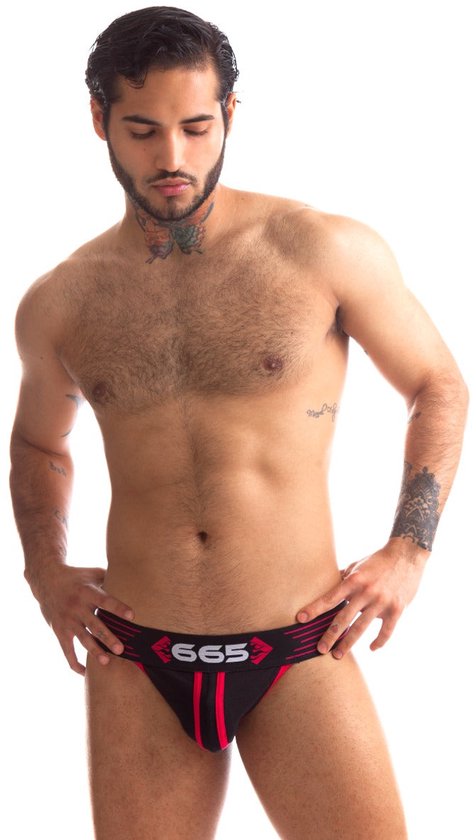 665 - Rally Jockstrap - Zwart/ Rouge - Taille XXL