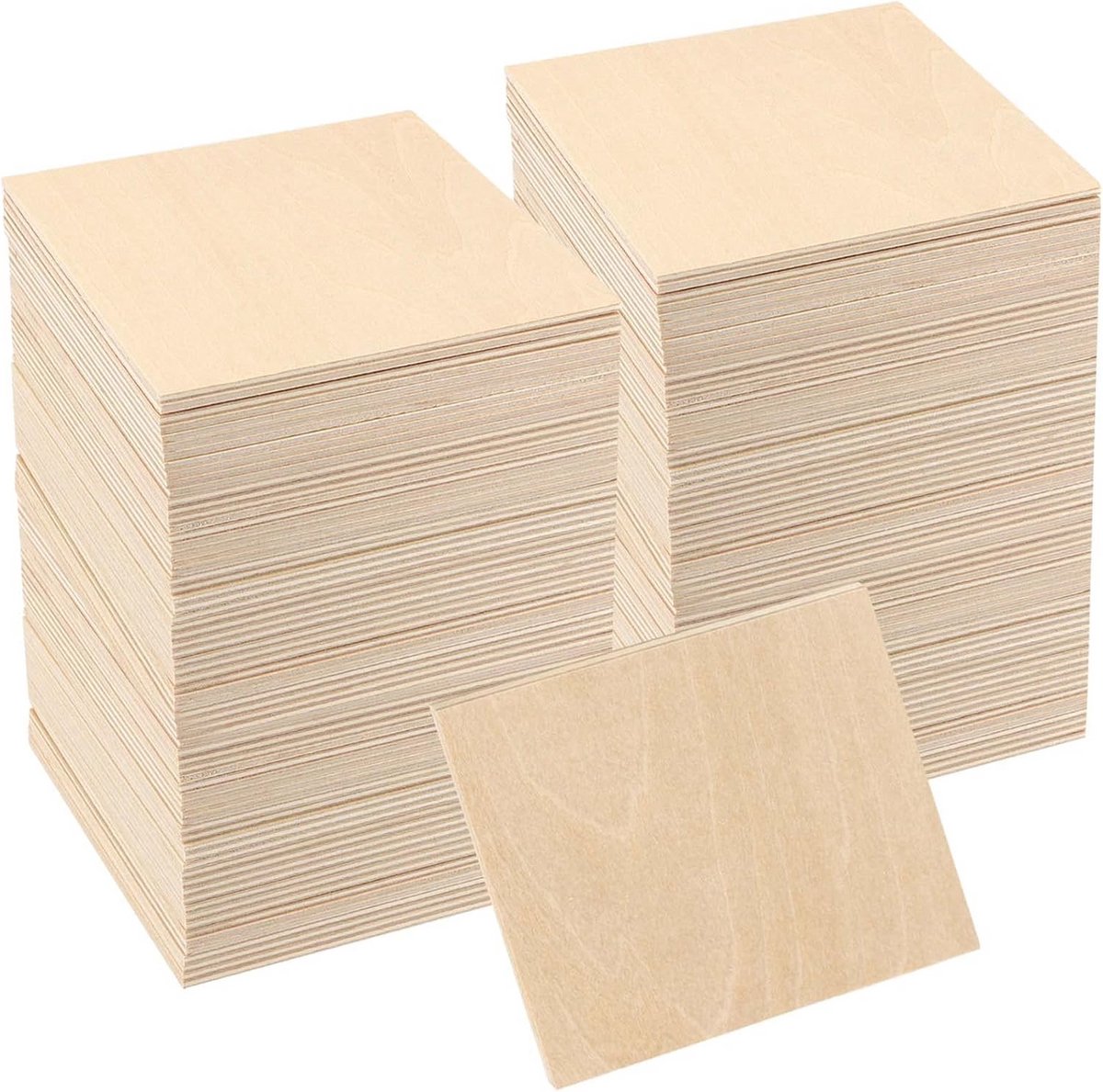 50x Houten Plaatjes Rechthoekig 10x10 cm Dunne Multiplex Planken voor Knutselen en Modellenbouw
