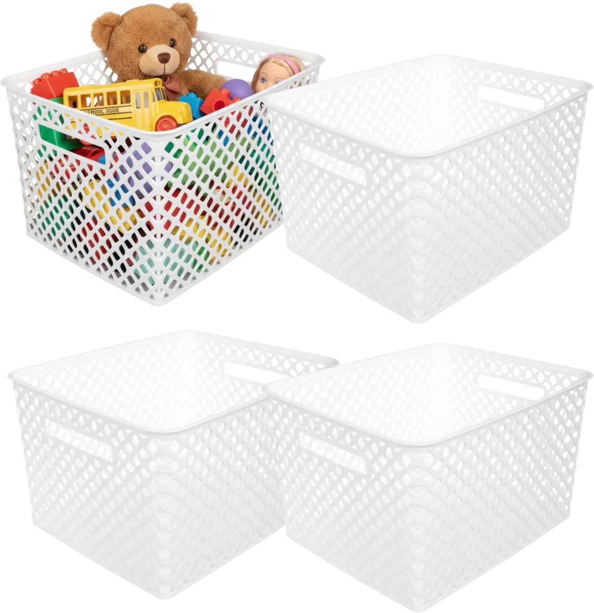 Storage Solutions Kast Opbergmand - 4x - van kunststof - wit - 30 x 37 x 21 - 19 liter - organizer box
