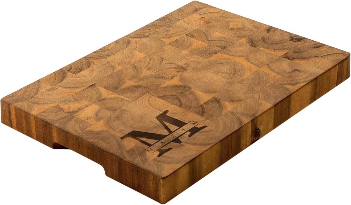 Gegraveerd Houten Snijblok en Serveerplank met Naam