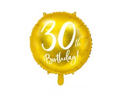 Folieballon 30 jaar goud verjaardag - 30th birthday - jubileum - 45cm.
