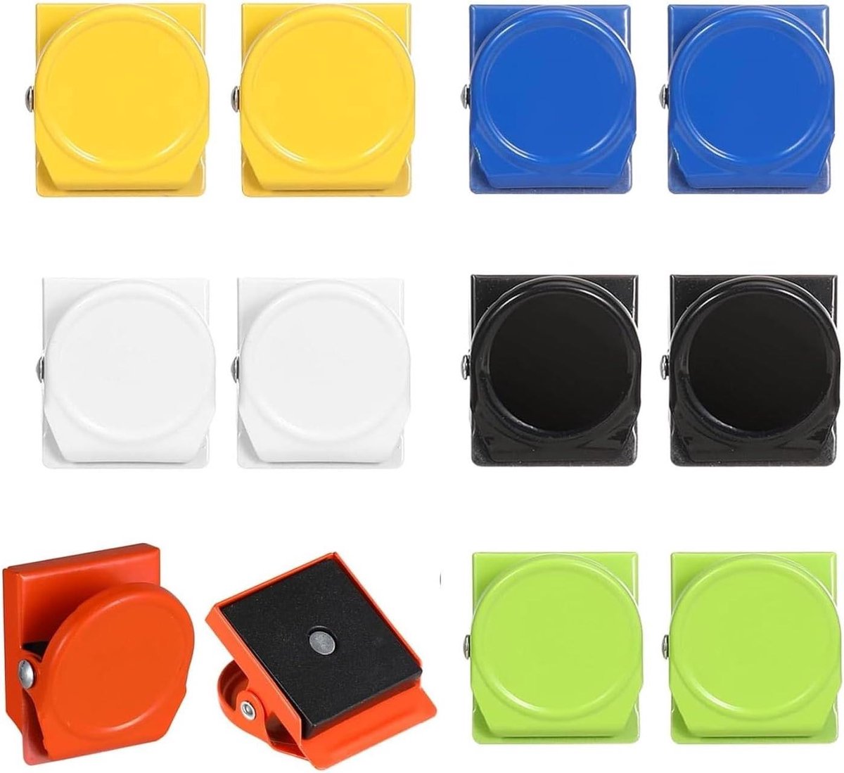 12 Magnetische Klemmen voor Koelkasten en Whiteboards - 31 mm - Set van 12 - Krasvrij - Diverse Kleuren