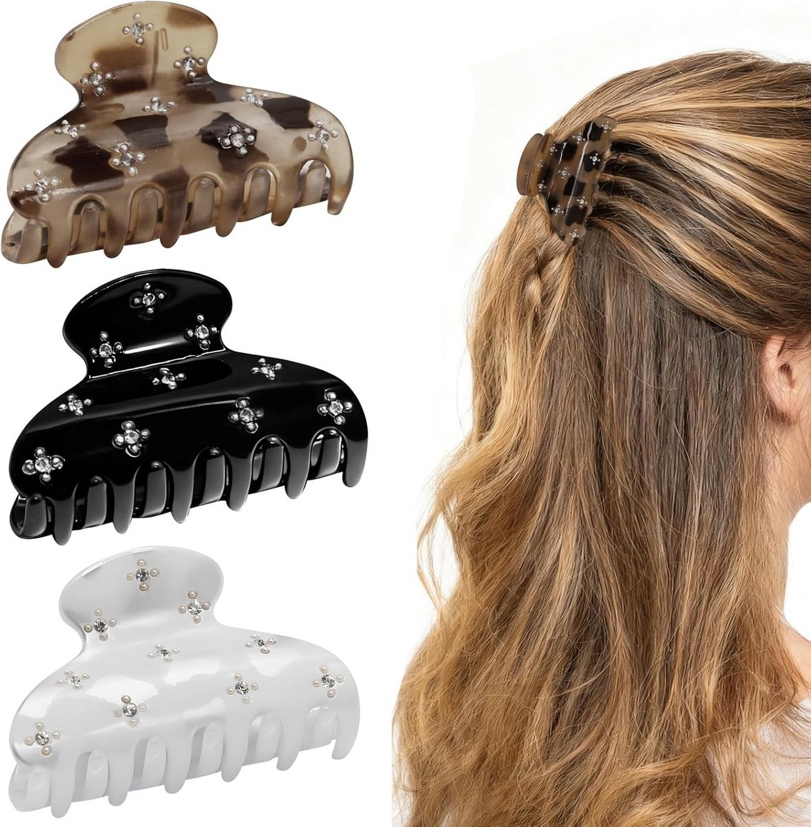 Set van 3 Decoratieve Haarspeldjes met Nep Edelstenen voor Dames