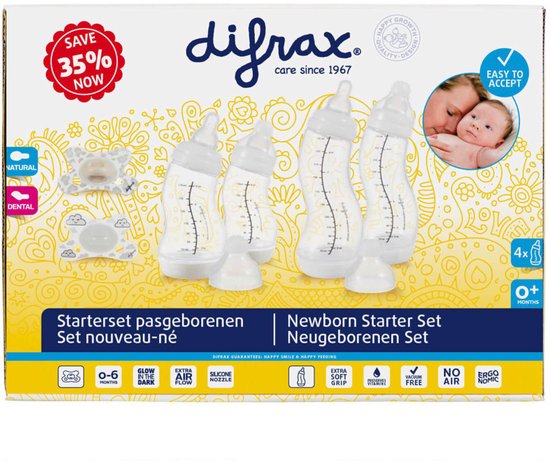 Difrax Newborn Baby Starter Pack Biberon et tétine