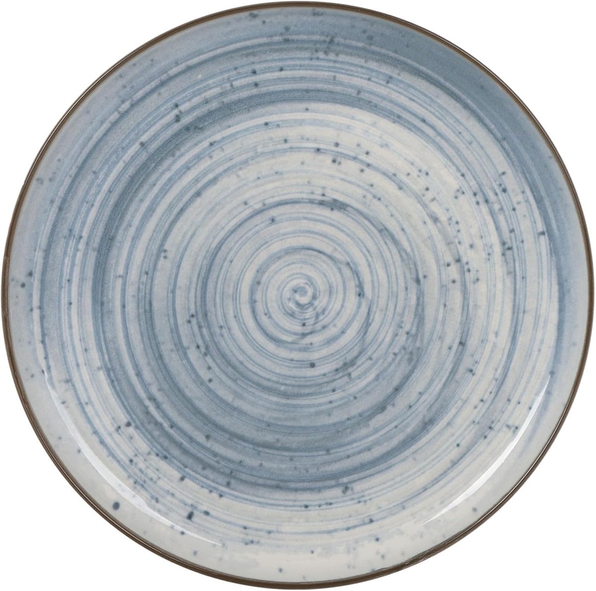 Set van 6 Keramische Platte Borden 25 cm met Blauw-Wit Spiraalpatroon