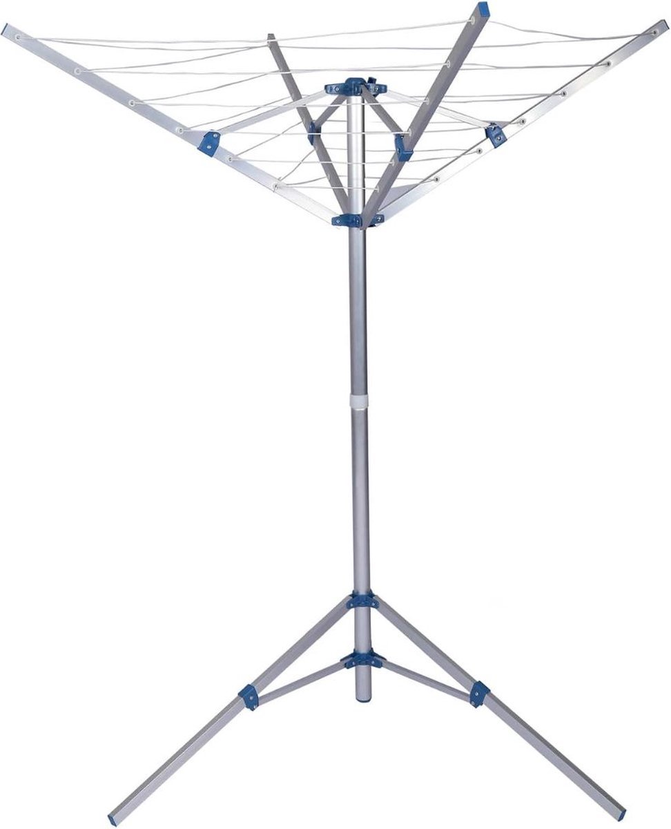 NBAP® Droogmolen met Voet voor Camping & Thuis - Wasrek Staand - Droogrek Inklapbaar - Zilver met Blauw