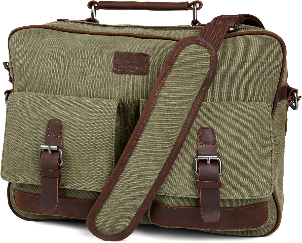 Salt & Hide - Heren - Groen Canvas Messenger Tas