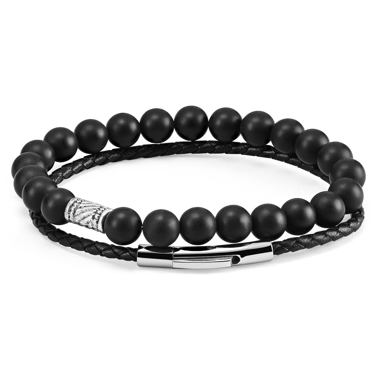 Galio Zwarte Stenen Armband