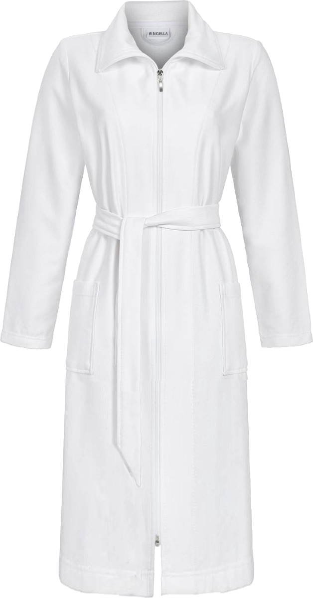 Ringella Witte badstof dames badjas ritssluiting - Wit - Maat - 38