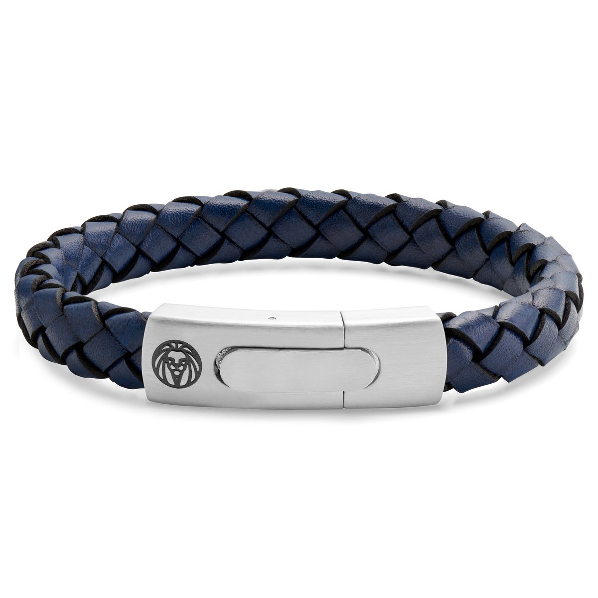 Effen Blauwe Lederen Bolo Armband