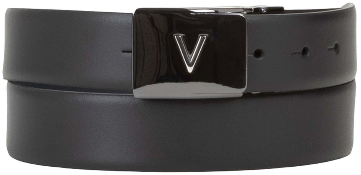 VALENTINO Leren riem Mast Plaque Buckle Belt W95 Nero / Blu zwart donkerblauw