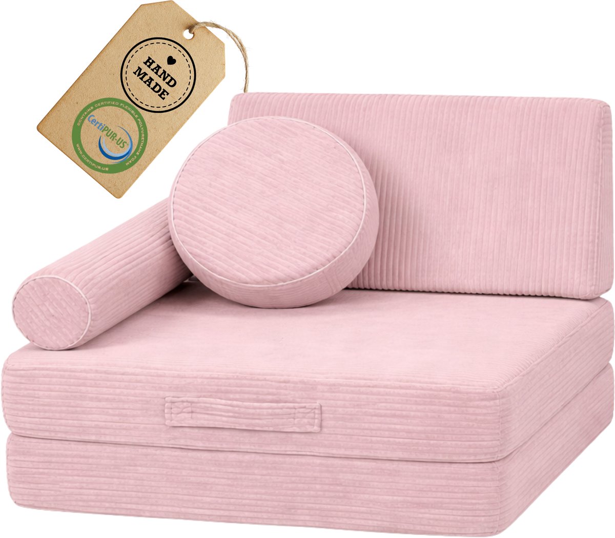 Flumi Kinderfauteuil - Modulaire Speelfauteuil - Montessori Schuim - Multifunctioneel - Corduroy Roze