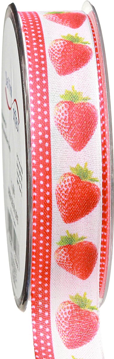 Decoratief lint aardbeien stoffen lint maatvaste randen 25mm 15m