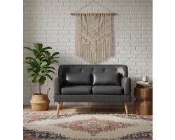 CozyLuxe 2-zitsbank – Kleine moderne loveseat met houten poten, PU-leder, ergonomische rugleuning, ideaal voor woonkamer, slaapkamer, kantoor en kleine ruimtes – Zwart House&Garden