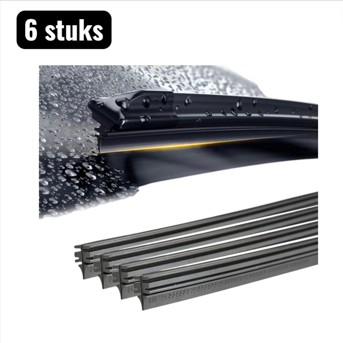 6 stuks - Ruitenwisser - Universele Ruitenwisser Rubbers - 14-28 inch / 350 mm-700 mm - Auto-onderdelen - Universele ruitenwisserblad - Vervangingsset voor Flatblade en Traditionele Wissers - Zwart