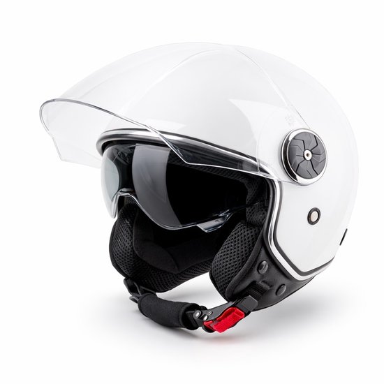 VINZ Tobia Jethelm Zonnevizier - Scooterhelm & Brommerhelm & Snorfietshelm - ECE 22.06 - Voor Heren & Dames - Wit - L