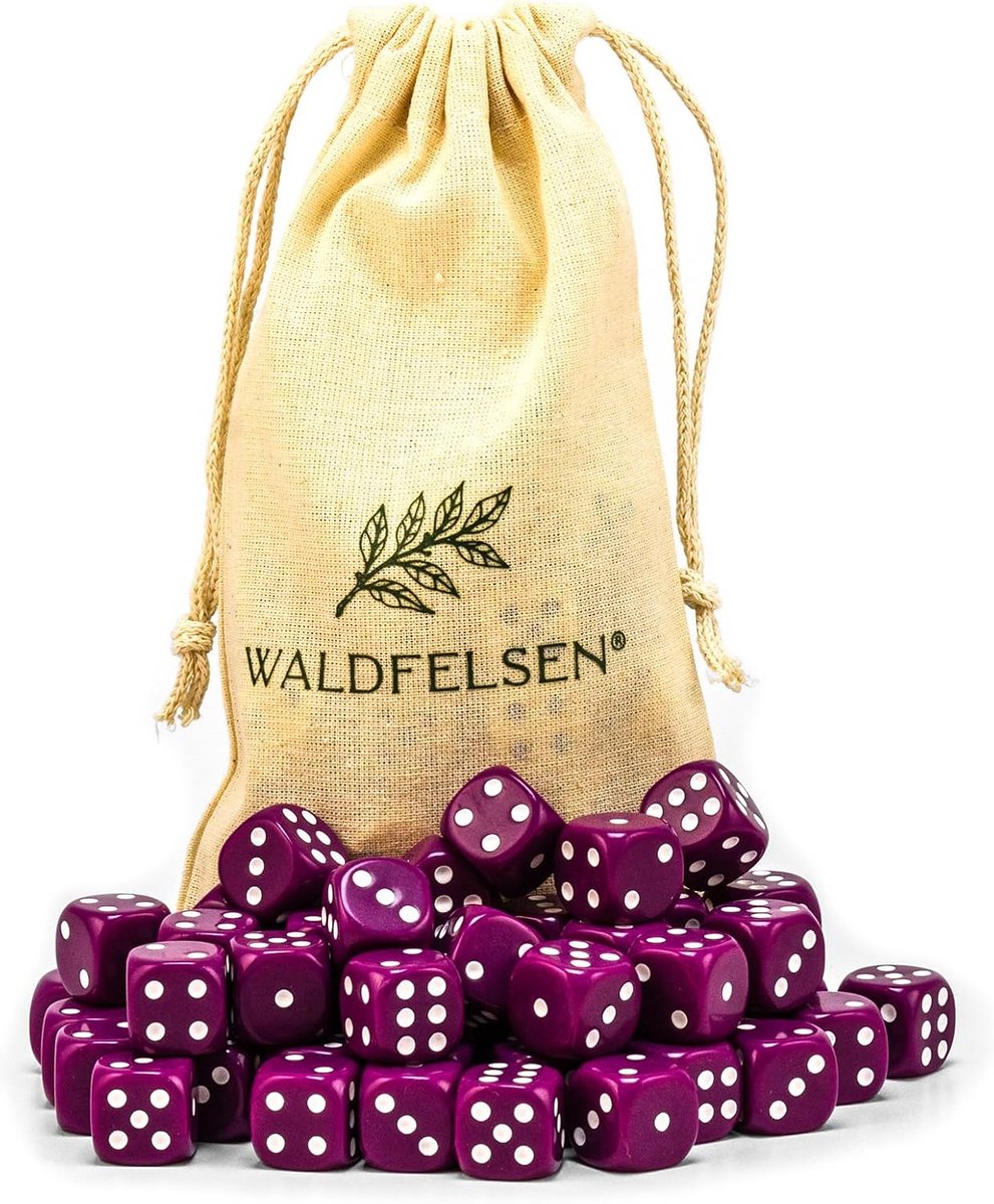Set van 50 Hoogwaardige Standaard Acryl Dobbelstenen 16 mm Zeszijdig Speelaccessoires met Opbergzak