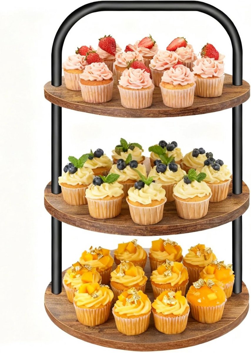 Drie Verdiepingen Taartplateau voor Cupcakes en Gebak