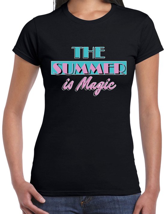 Toppers - Bellatio Decorations Toppers verkleed T-shirt dames - The summer is Magic - zwart - Miami Vice - Tropisch S