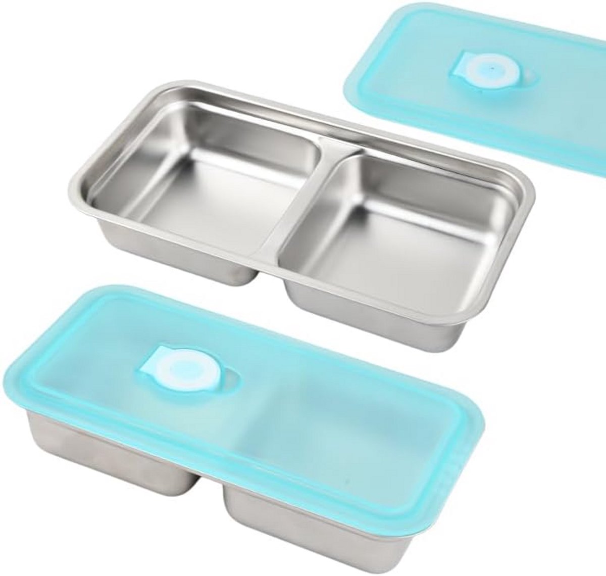2x Roestvrijstalen Kruidenpotjes met Deksel - Lunchbox voor Kinderen en Reizen