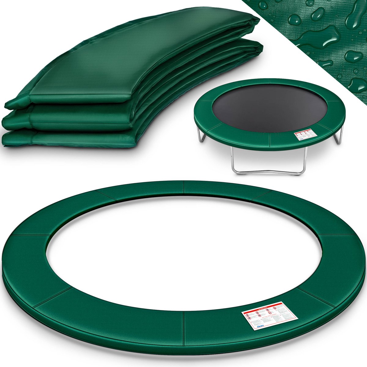 KIDUKU® randafdekking voor trampoline | Ø 244 cm 305 cm 366 cm 427 cm | slijtvast | 100% uv-bestendig verenafdekking randbescherming (Groen, 366 cm)