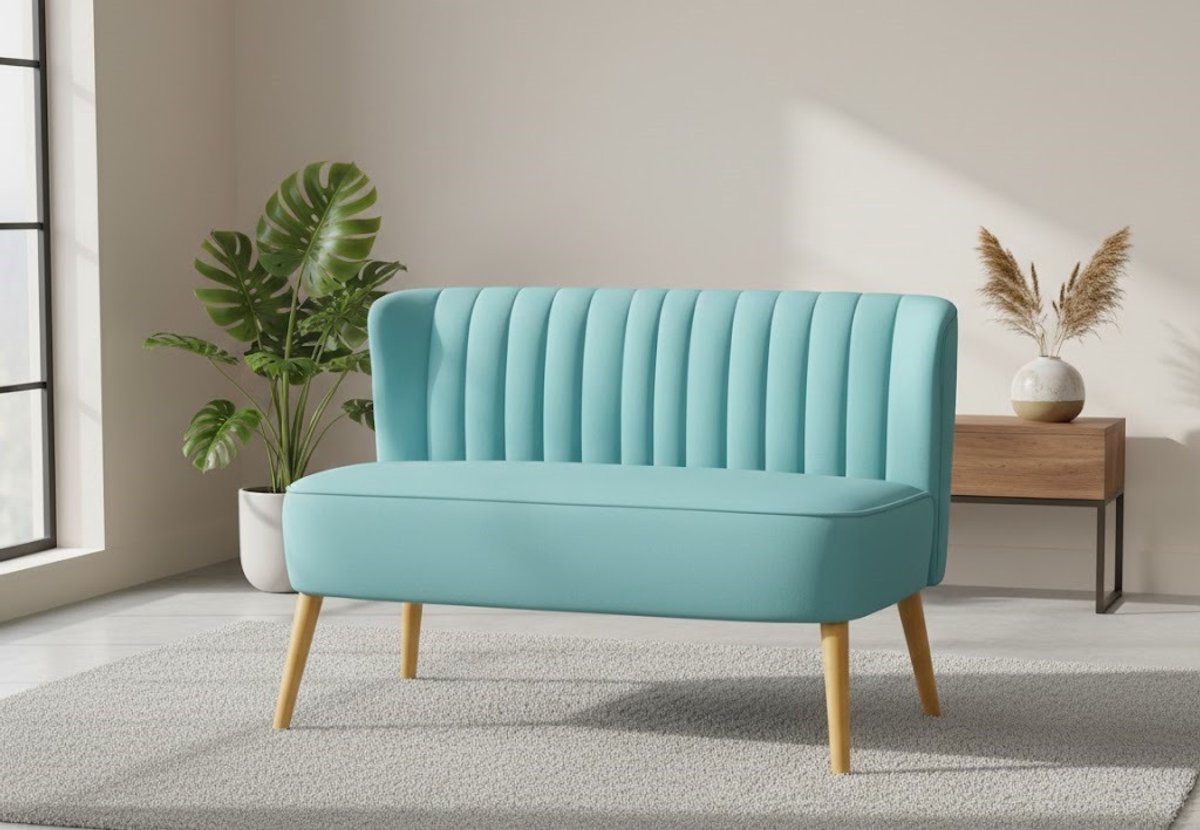Elegant Compacte Loveseat 2-Zitsbank – Moderne Fluwelen Bank voor Woonkamer, Slaapkamer of Kleine Ruimte – Comfortabele Gestoffeerde Sofa in Groen – 117 x 56,5 x 77 cm House&Garden