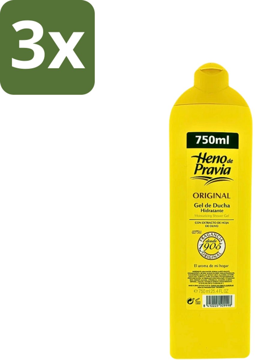 Heno De Pravia - Douchegel - Original Geur - 750 ml - Bulkverpakking - 3 stuks