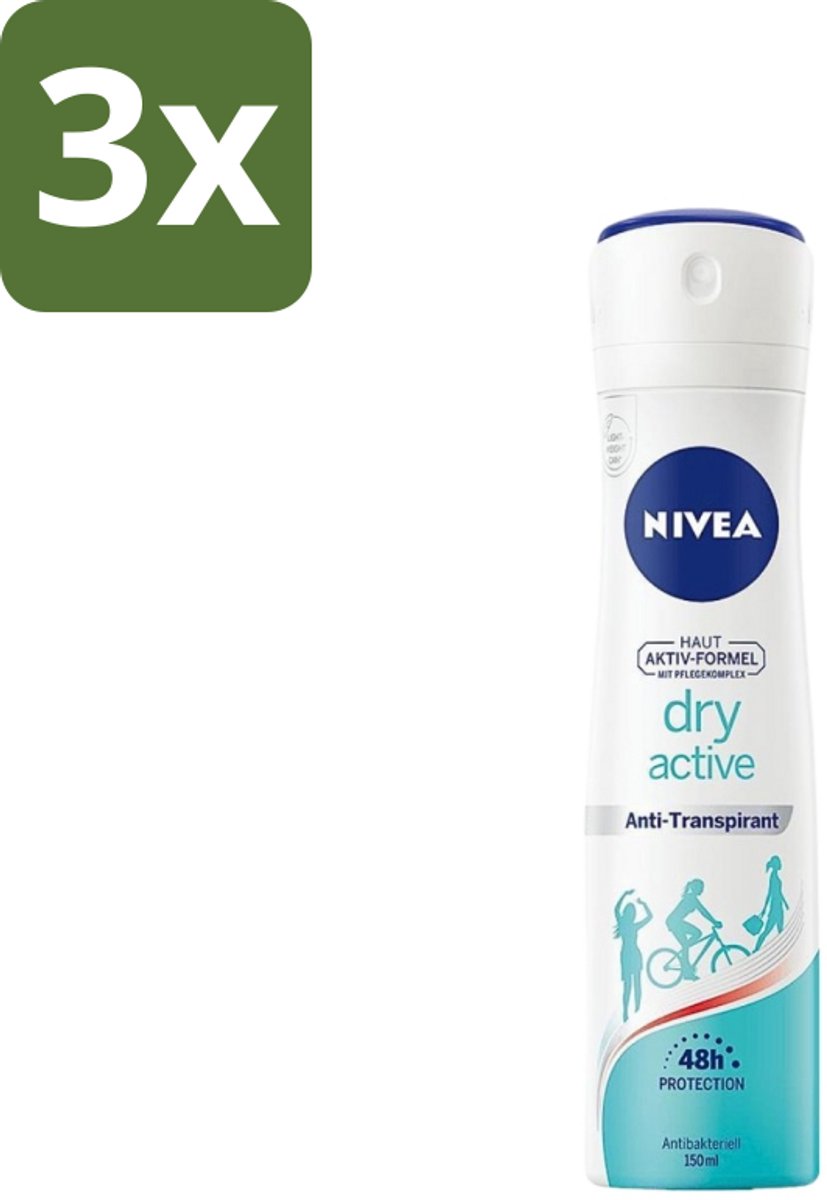 Nivea - Deodorant - Dry Fresh Anti-Transpirant Spray - 150 ml - Bulkverpakking - 3 stuks