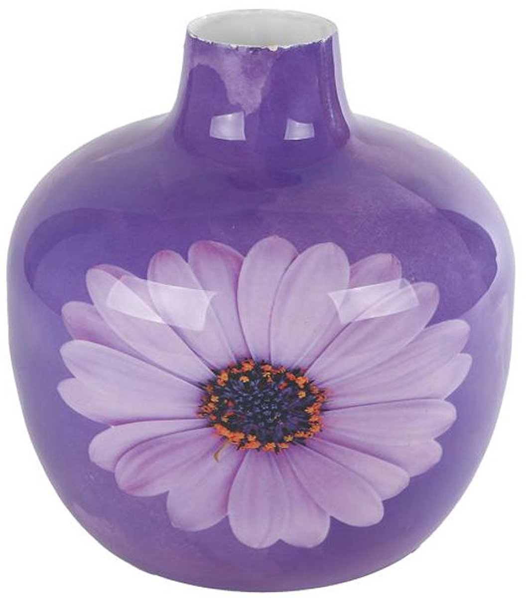 Vaas Gerbera paars metaal decoratief speelgoed 18x18x18cm.