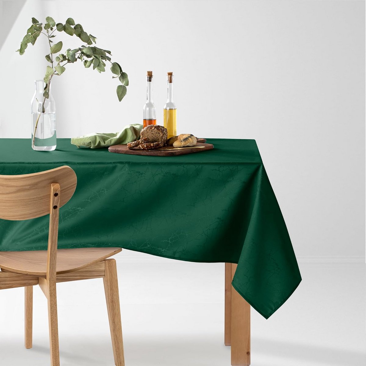 Rond Tafelkleed Donkergroen 130x130 cm Afwasbaar Binnen en Buiten Marmerlook