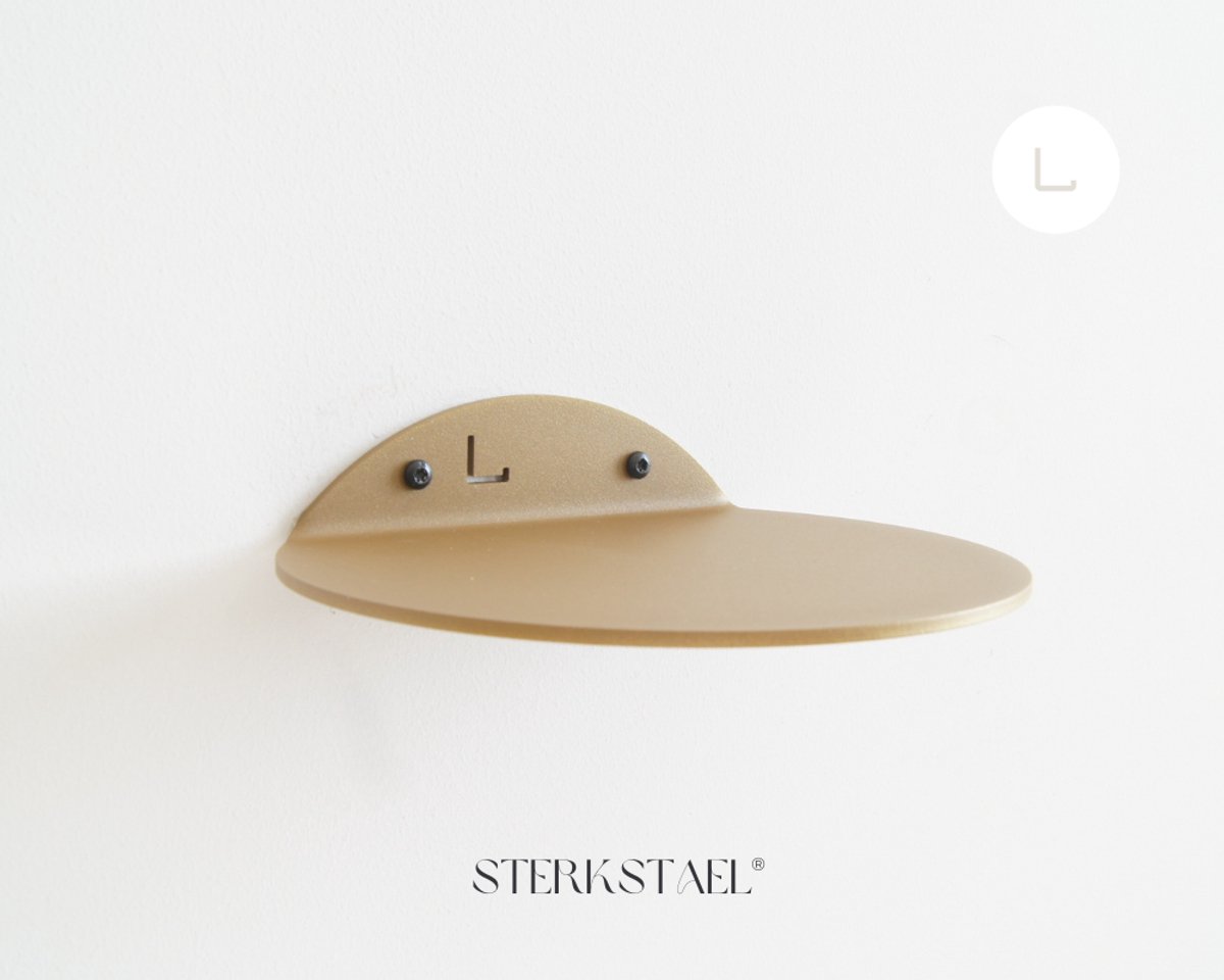 STERKSTAEL Saga wandplank Goud - stalen wandplank - kleur goud - poedercoating - staal - wandrek - wandplankje - inclusief bevestigingsmateriaal - draagkracht van 10 kg - 1 stuk