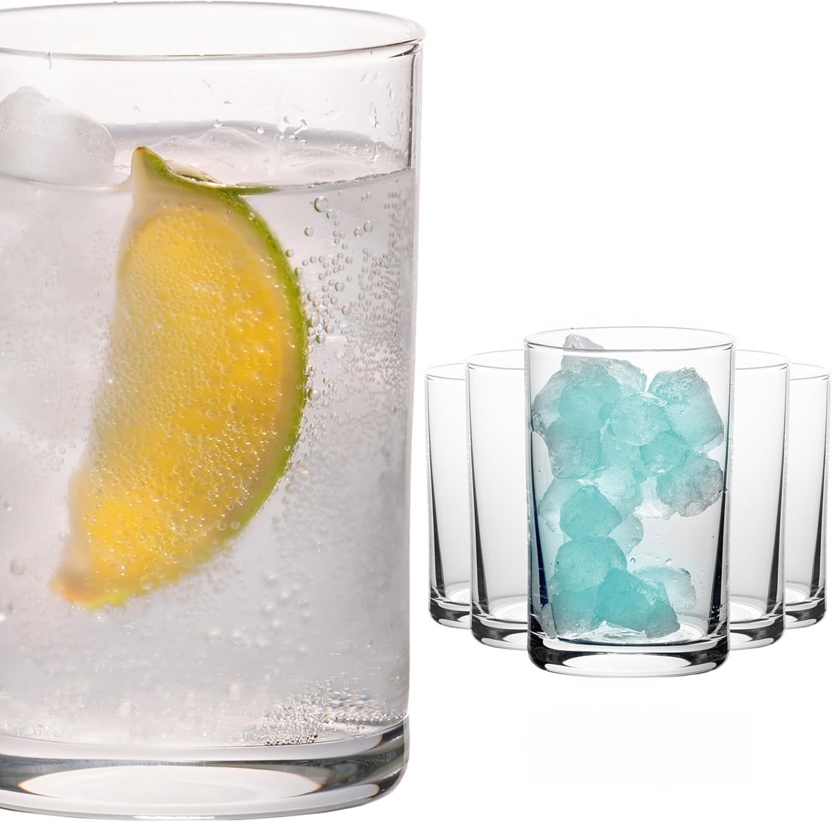 Set van 6 Kleine Rechthoekige Drinkglazen van Glas voor Sap en Water