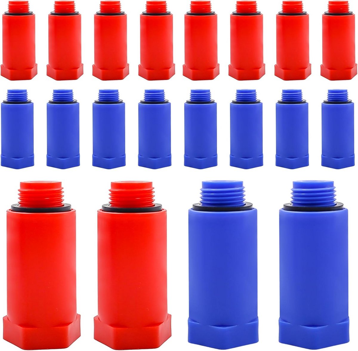 Bouwstop 1/2 inch - Drukstop Afdichtingen - Waterleiding Testen - Kunststof Drukstop - 20 stuks - Rood Blauw