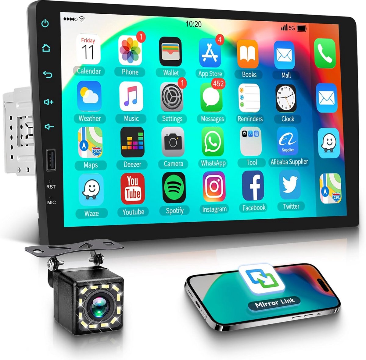 Autoradio met 9 Inch Touchscreen en Bluetooth
