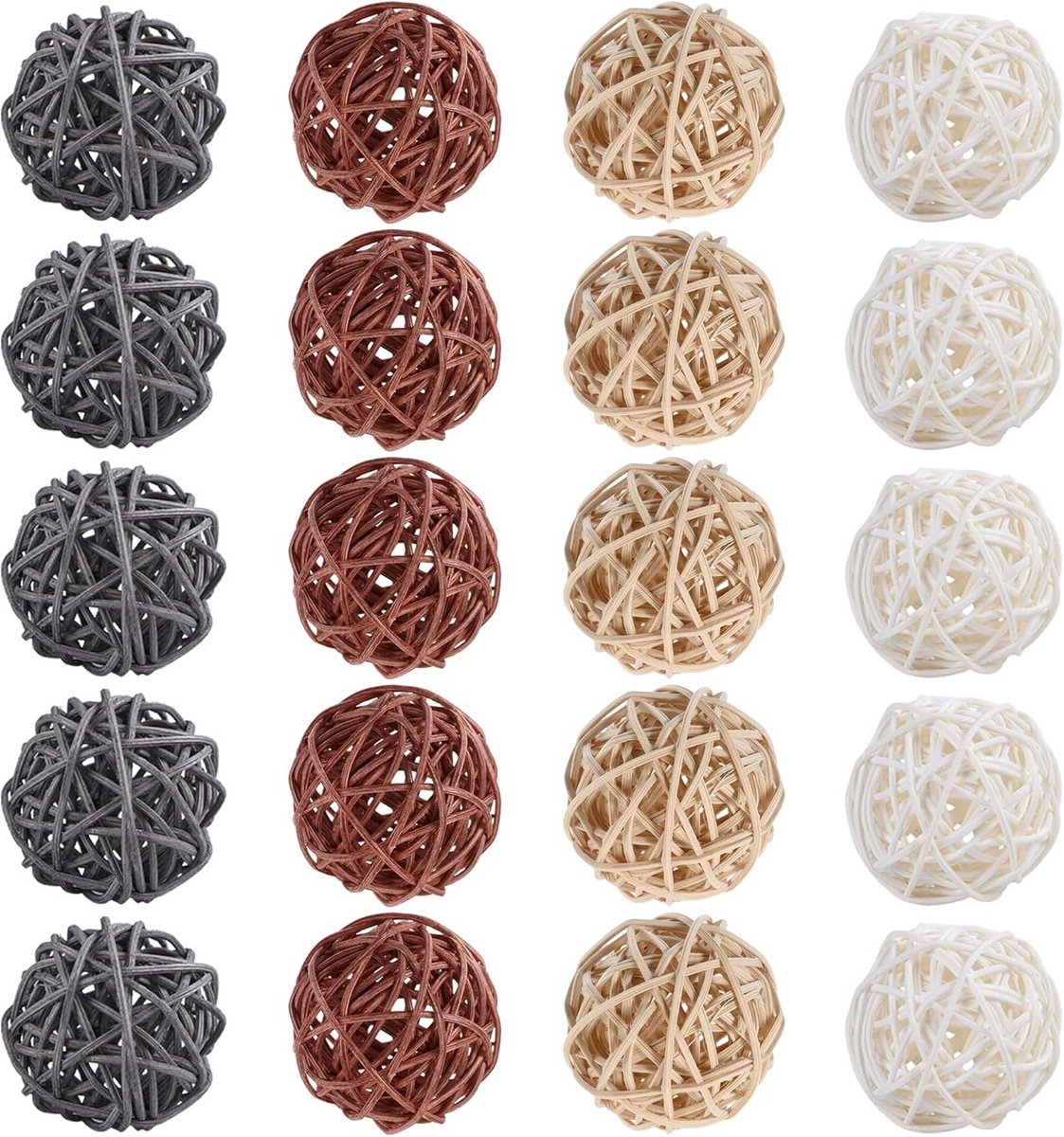 20 Stuks Decoratieve Rotan Ballen Riet Knikkers voor Knutselen en Huisdecoratie