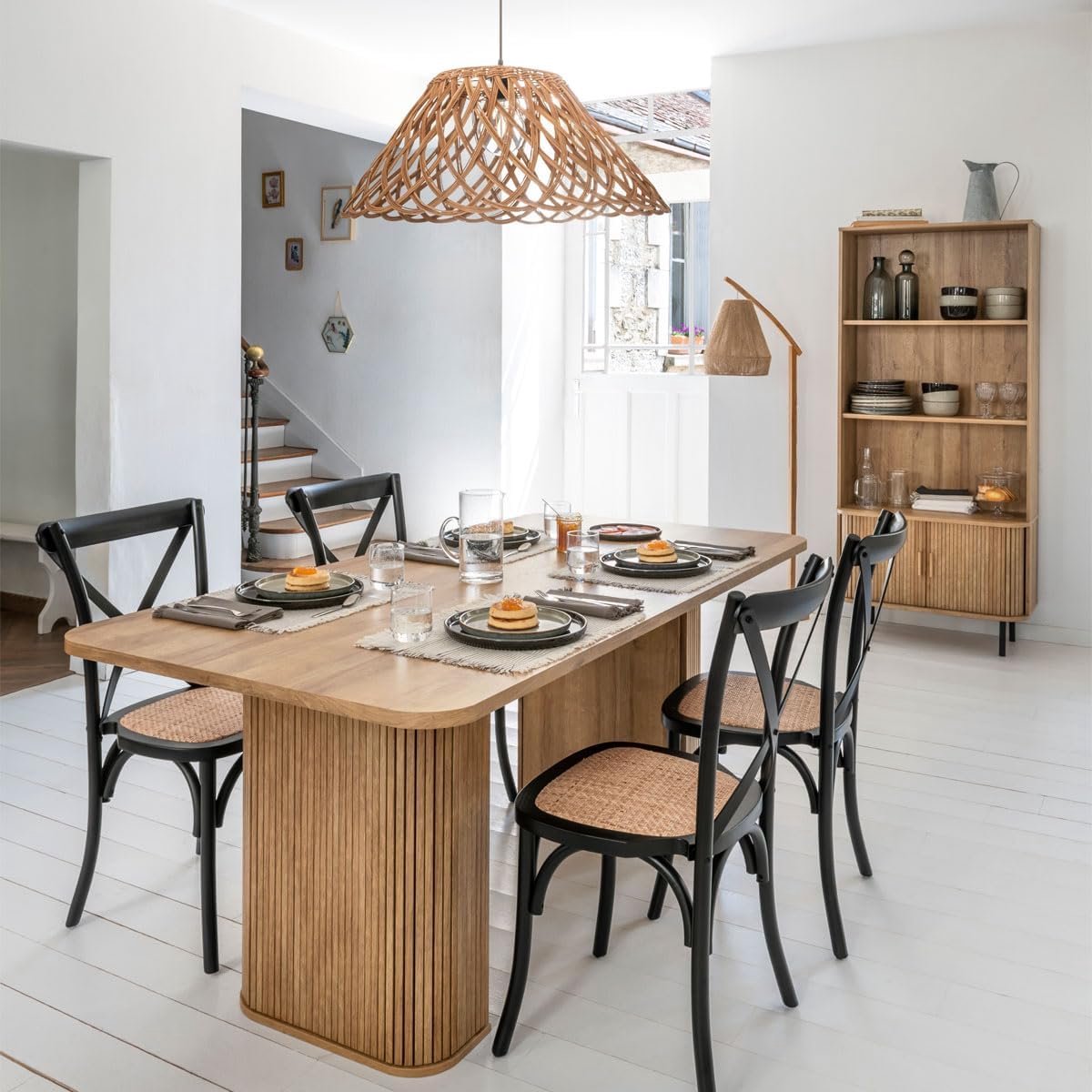 Eettafel Rechthoekig 180 cm met Houtlook Fineer voor 6-8 Personen