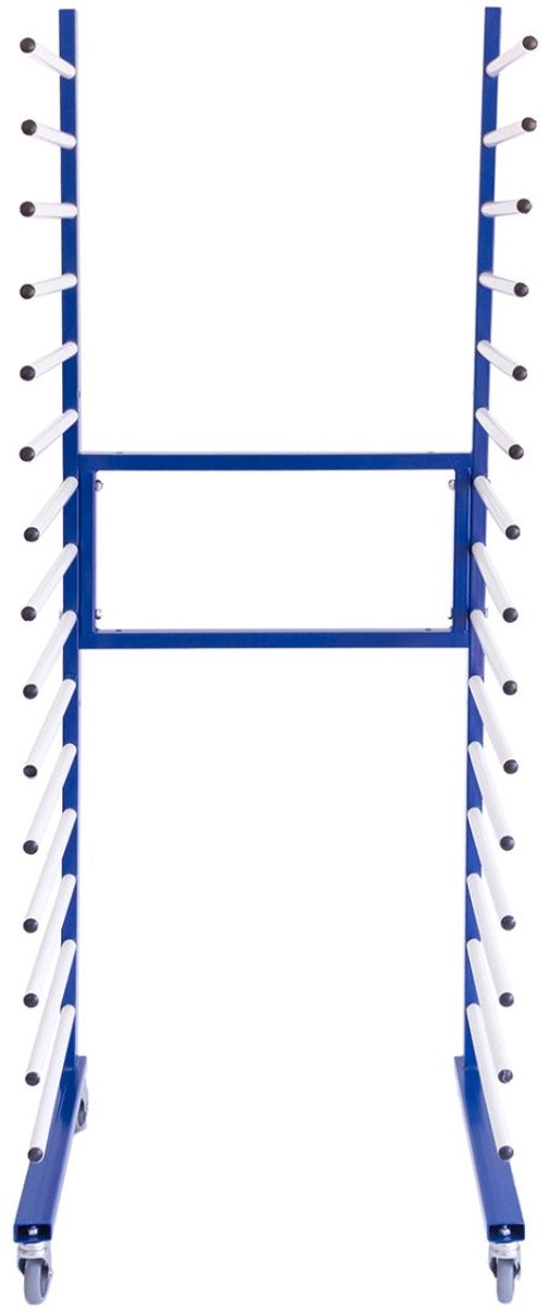 Droogrek Spuitcabine Verfdroogrek Droogwagen - Verstelbaar - 15 drooglagen – Zwenkwielen - Blauw - 300 kg gewichtscapiciteit -> 20 kg per laag