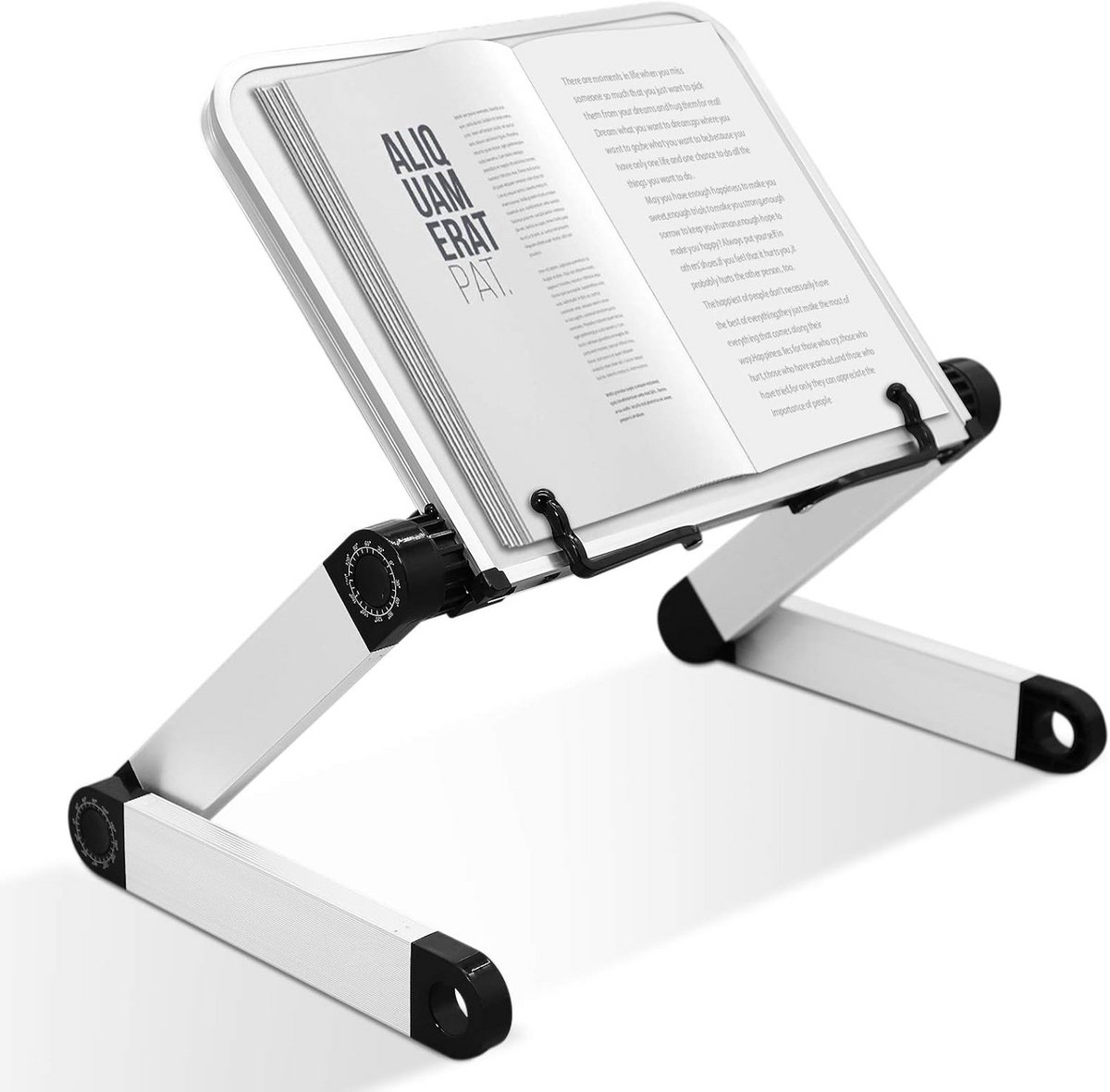 Verstelbare Boekstandaard Wit - Bureau Boekenstandaard voor Tablet, Laptop en Recepten