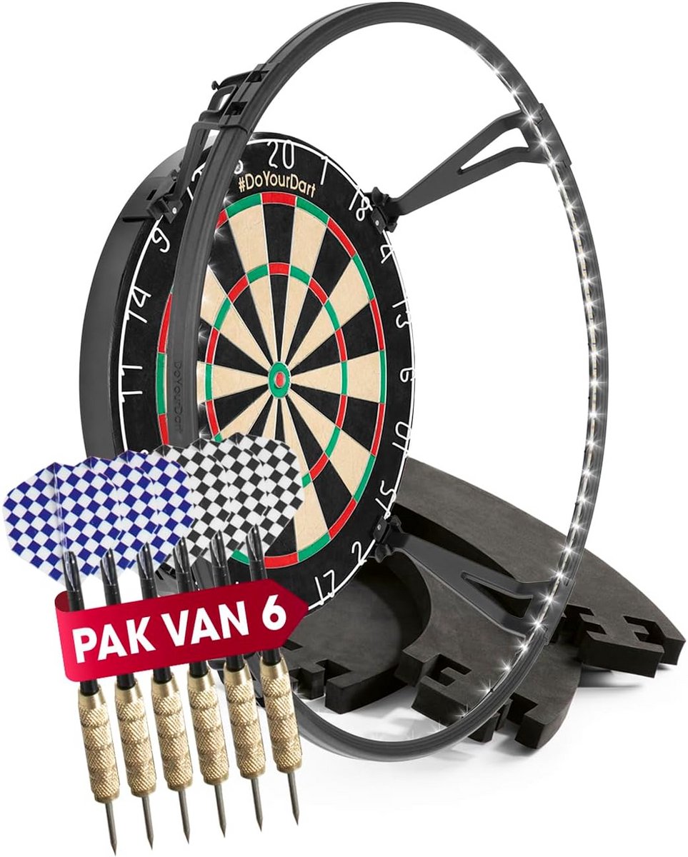 Compleet Steeldartbord Set inclusief 6 Darts en Beschermring