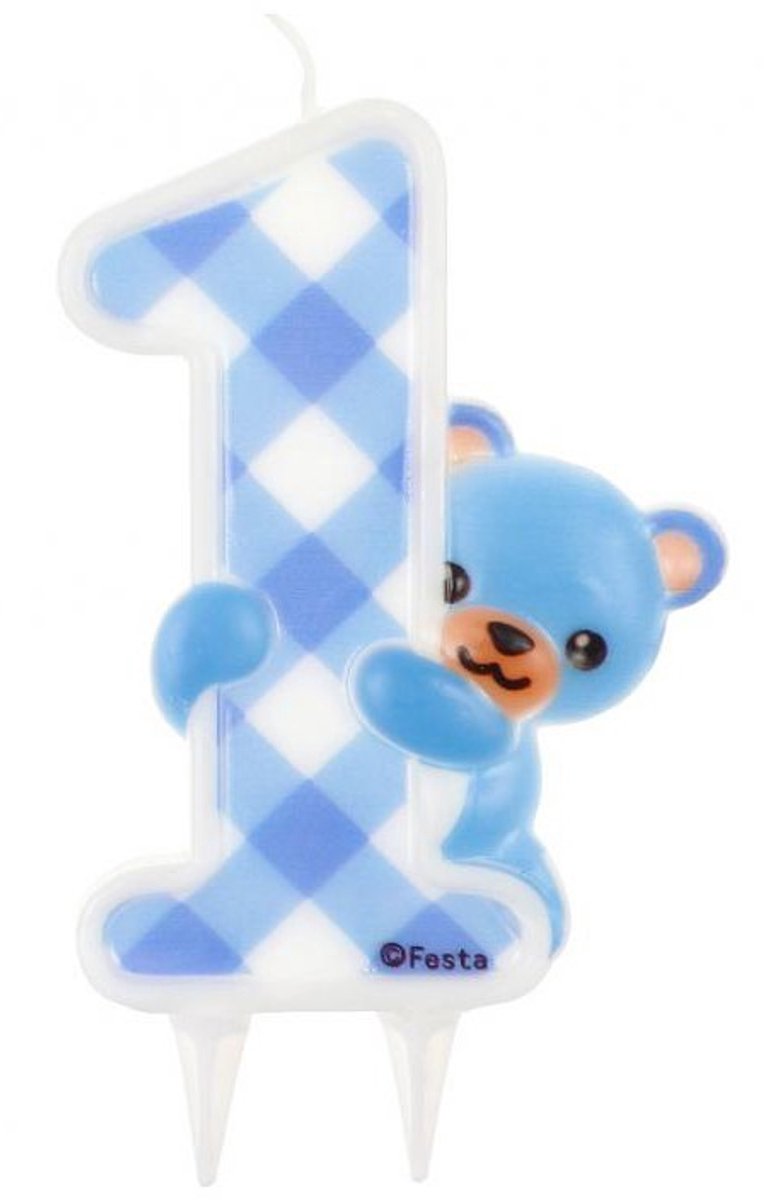 XL Blauwe Kaars voor 1e Verjaardag - 12 cm