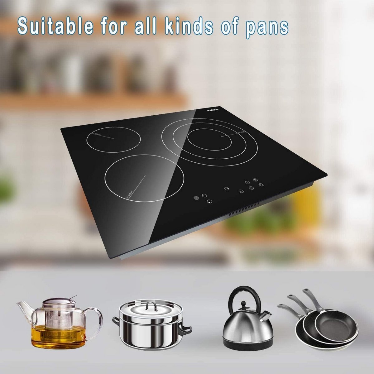 Inbouw Keramische Kookplaat 3 Zones 60 cm met Timer en Kinderslot