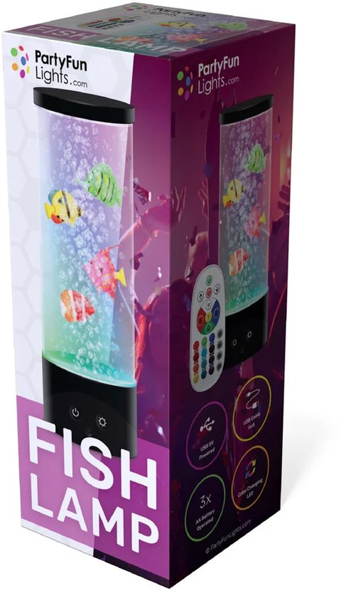 Lavalamp, bubbellichtlamp met vis met afstandsbediening, 16 kleuren en 4 modi, lavalamp, aquarium, aquariumsfeerlamp met USB-kabeloog, led-bubble, vislamp voor thuis, kantoor, slaapkamer, geschenken